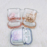 AirPods (1 & 2. gen.) Plastic Case - Transparent w. Gold Glitter Waterfall