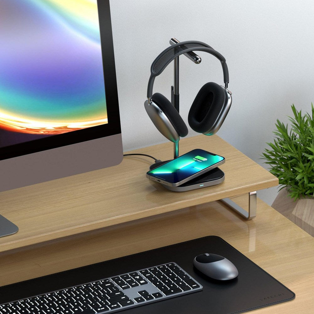 Satechi Aluminium Headphone Stand with Wireless Charger