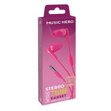 MUSIC HERO Tune Stereo In-Ear Headphones with Jack 3.5mm & Microphone - Pink