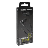 MUSIC HERO Tune Stereo In-Ear Headphones with Jack 3.5mm & Microphone - Black