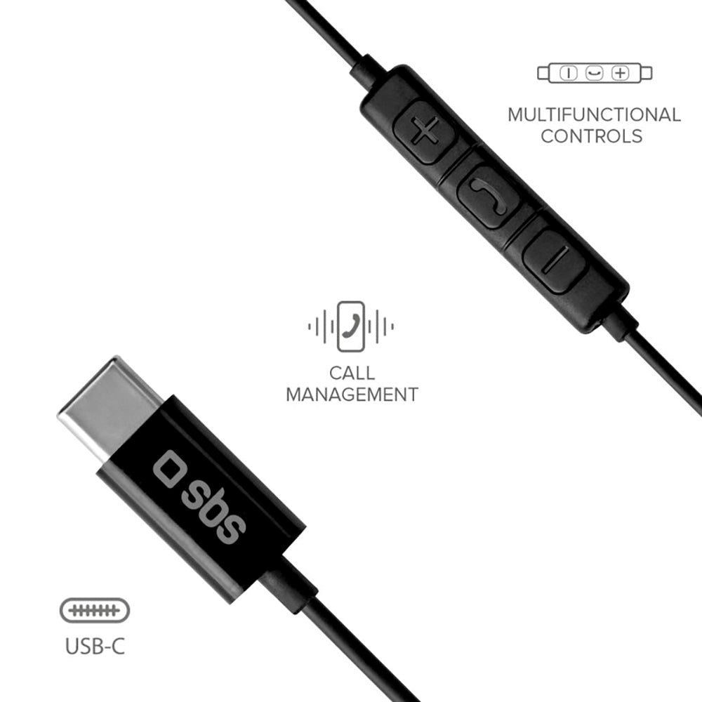 SBS Studio Mix 100c Headphone In-Ear w. USB-C & Microphone - Black