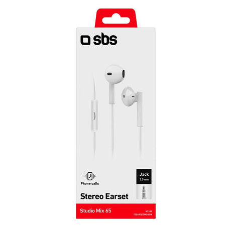 SBS Studio Mix 65 Headphone In-Ear w. Jackstik 3.5mm & Microphone - White