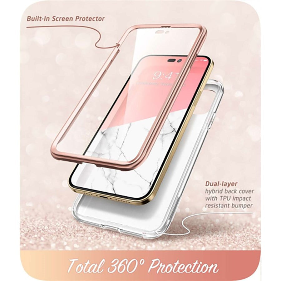 iPhone 14 Pro Max i-Blason Cosmo Marble Case w. Screen Protector - Pink