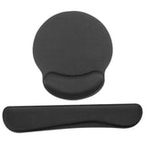 Ergonomic Mouse Pad 25 x 23 cm w. Wrist Support 46 x 8.5 cm - Black