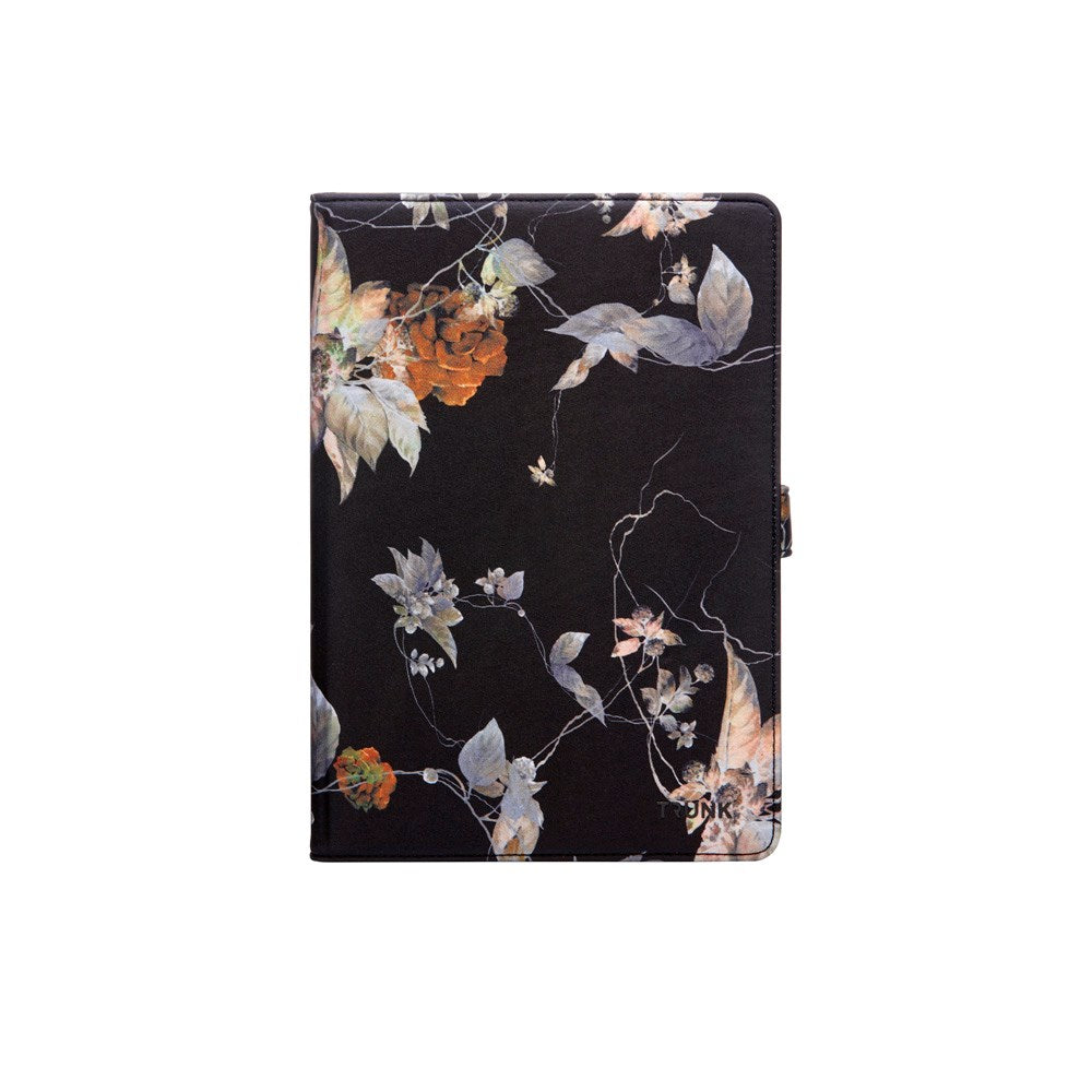 Trunk Universal Flip Case (24.5 x 17.5 x 1 cm) - Black Flower