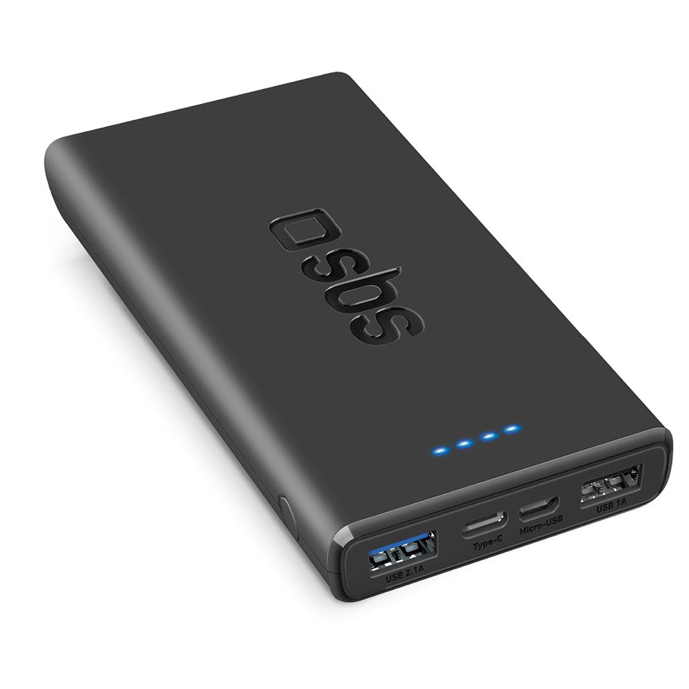 SBS Powerbank with 2x USB-A & 1x USB-C 10W - 10.000 mAh - Black