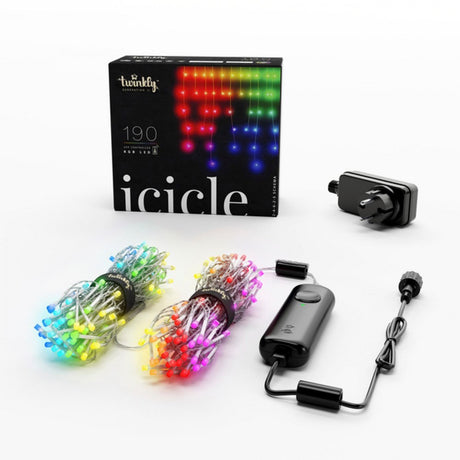 Twinkly 190L RGB Icicle Light String 5m  - Transparent Wire