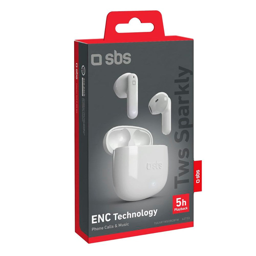 SBS Sparkly True Wireless In-Ear Bluetooth Headphones - White