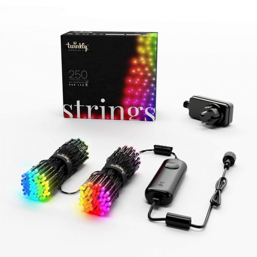 Twinkly 250-Led RGB 20m Light String - Black Wire