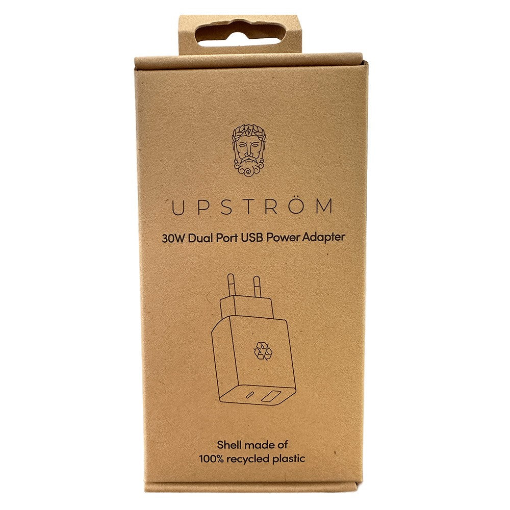 Upström Cirkulär PD 30W Sustainable Wall Charger with USB-C & USB-A - White