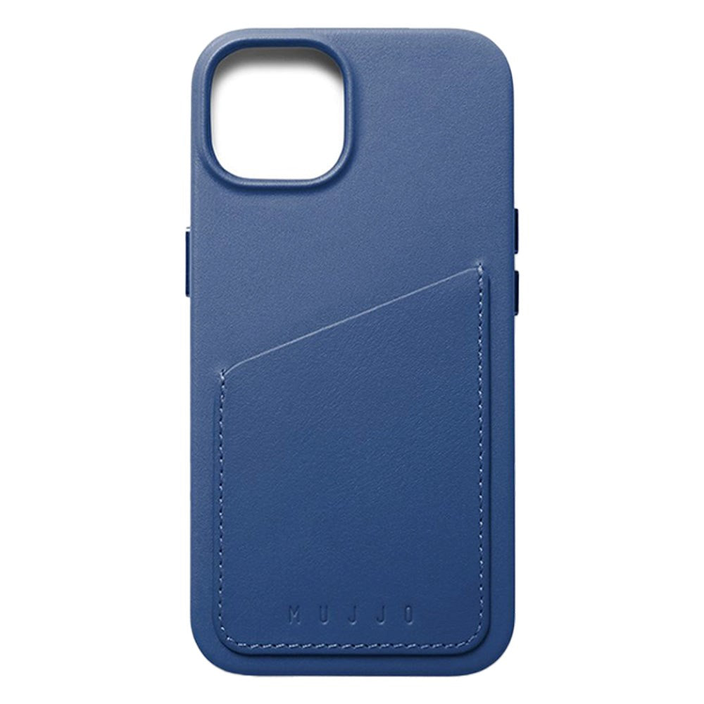 Mujjo iPhone 14 Leather Wallet Case - Blue