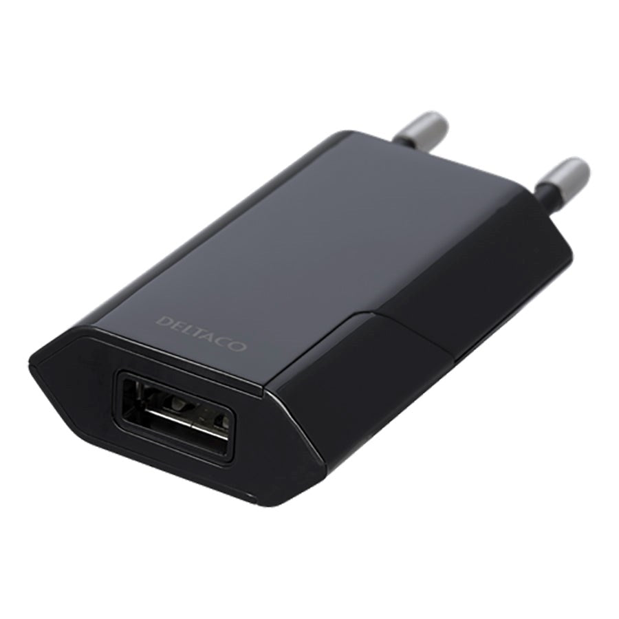 Deltaco 5V/1A 5W Wall charger w. USB-A - Black