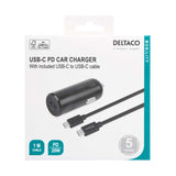 Deltaco Car Charger PD (Power Delivery) 20W incl. USB-C Cable - Black