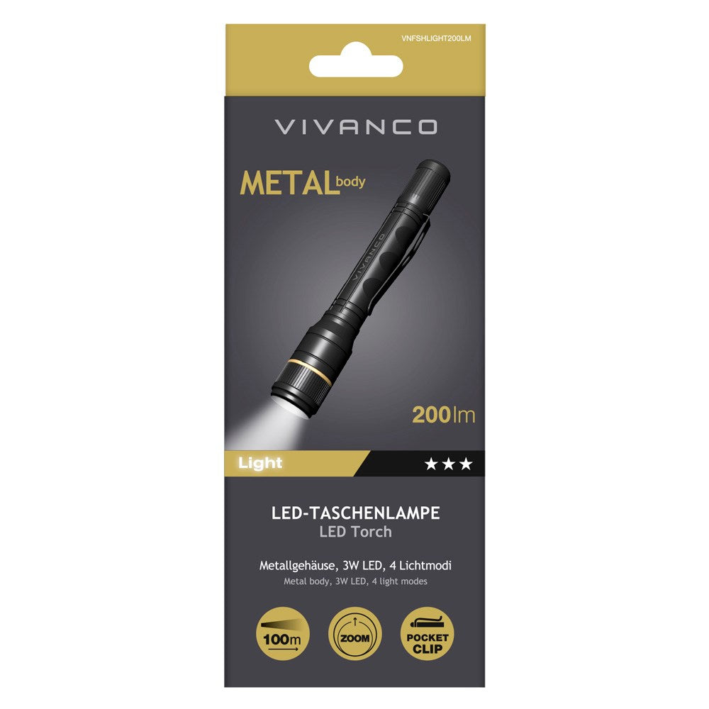 Flashlight 3W 200lm - Black