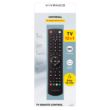 Vivanco Universal Remote Control for TV / Smart TV / DVD Player - Black