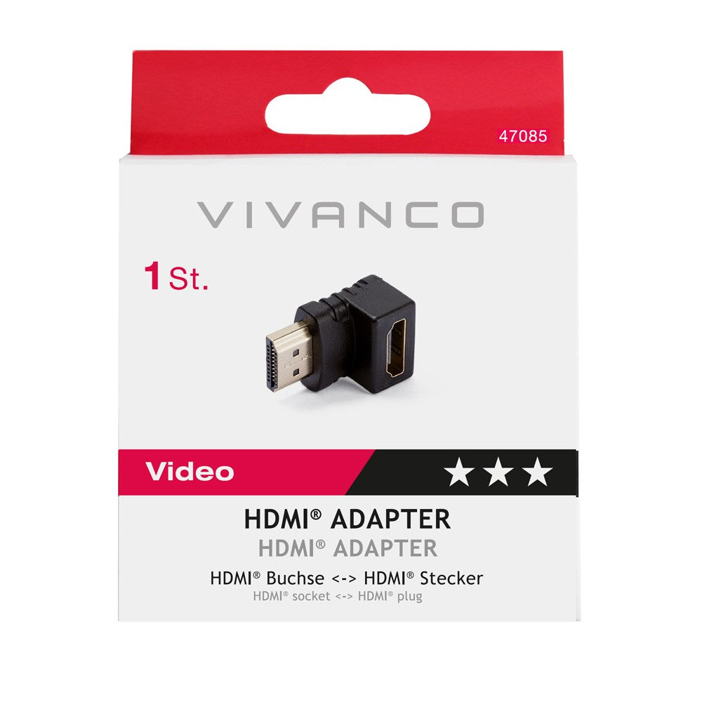 Vivanco HDMI Adapter (Female to Male) with 90° Angle - Black