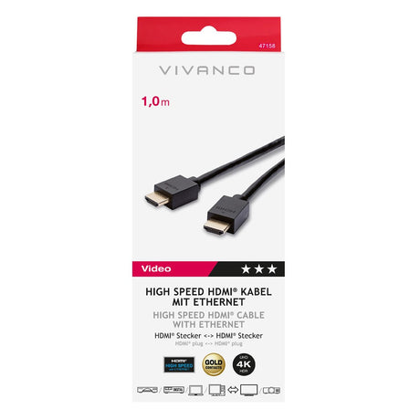 Vivanco HDMI 2.0 Cable (Male to Male) 4K / 60Hz - 1m - Black