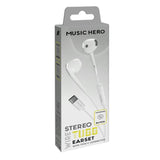 MUSIC HERO Tubb Stereo In-Ear Headphones with USB-C & Microphone - White