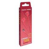 MUSIC HERO Tubb Stereo In-Ear Headphones with USB-C & Microphone - Red