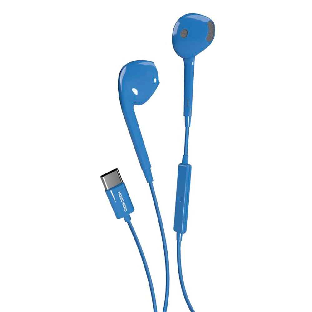 MUSIC HERO Tubb Stereo In-Ear Headphones with USB-C & Microphone - Blue