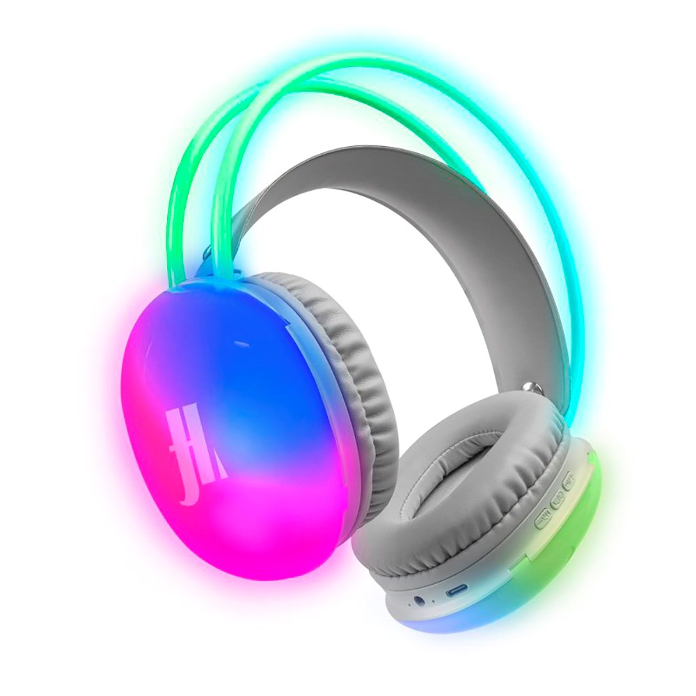 MUSIC HERO Light Pop Wireless Bluetooth On-Ear Headphones w. LED Light - Grey