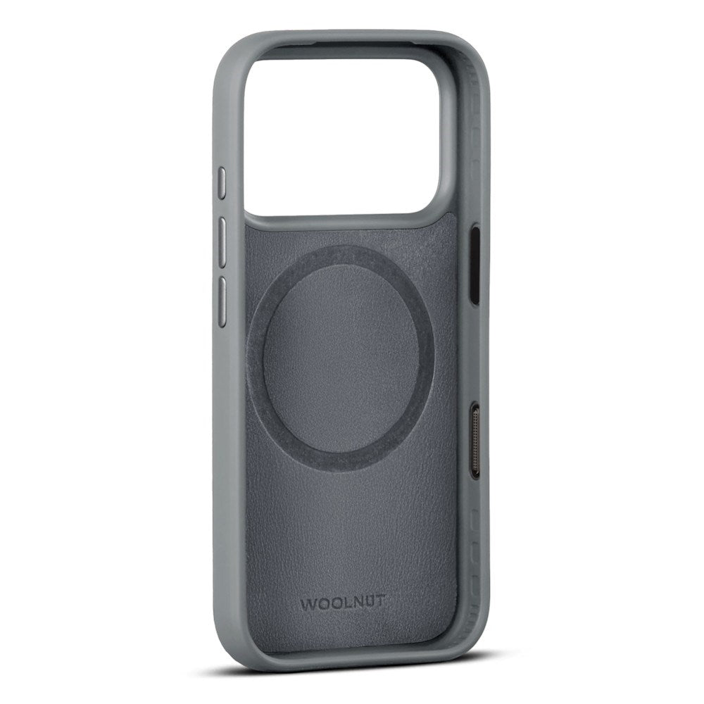 iPhone 18 Pro Max WOOLNUT Genuine Leather Case - MagSafe Compatible - Grey
