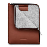 Woolnut iPad / Tablet (23 x 29 cm) Genuine Leather Folio Sleeve - Brown