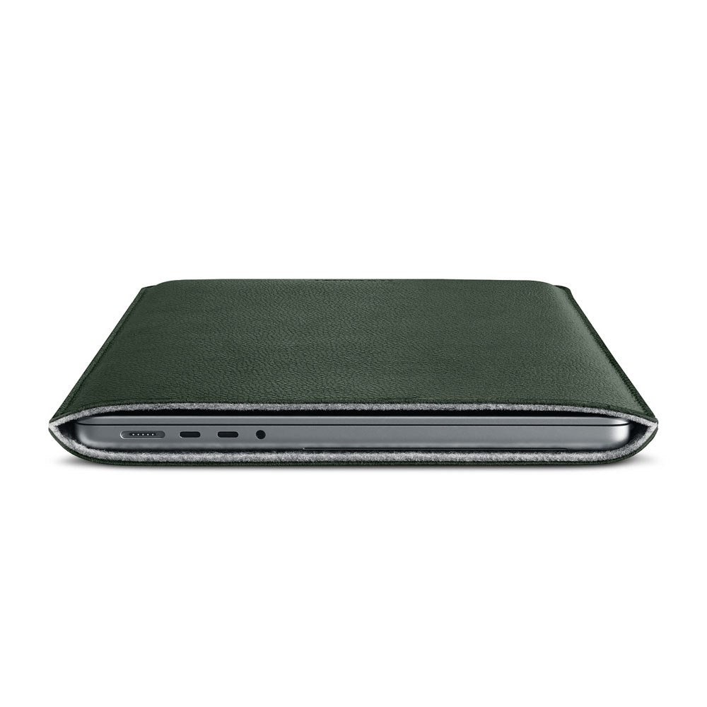 MacBook Pro 14" M5 / M4 / M3 / M2 / M1 (2025 / 2021) Genuine Leather Folio Sleeve - 24.5 x 33 cm - Green
