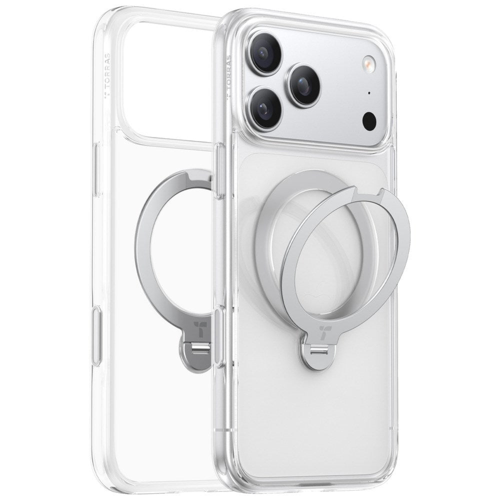 iPhone 18 Pro / 17 Pro TORRAS Ostand Q3 Spin Case - MagSafe Compatible - Transparent