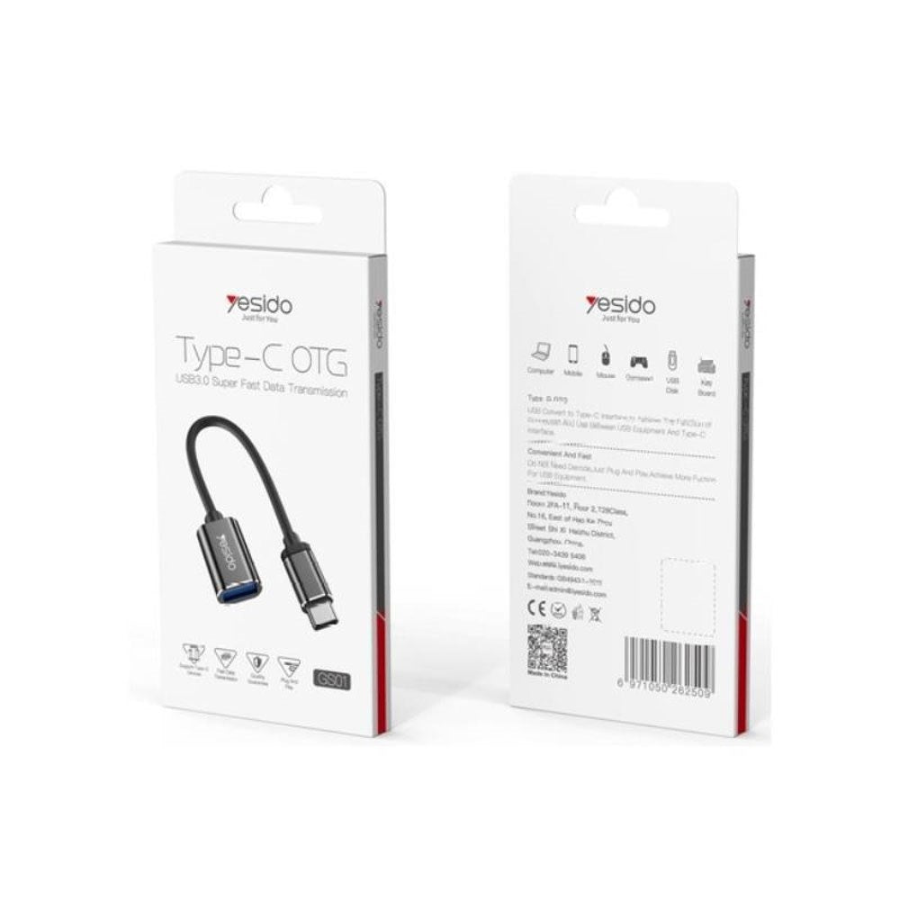 Yesido USB-A to USB-C Adapter - Grey