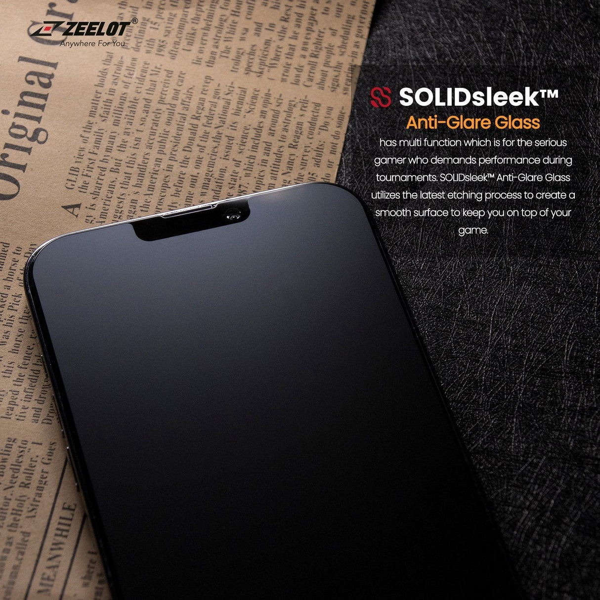 iPhone 13 Mini Zeelot SOLIDsleek Anti Glare Screen Protector w. Installation kit - Case Friendly - Black Edge